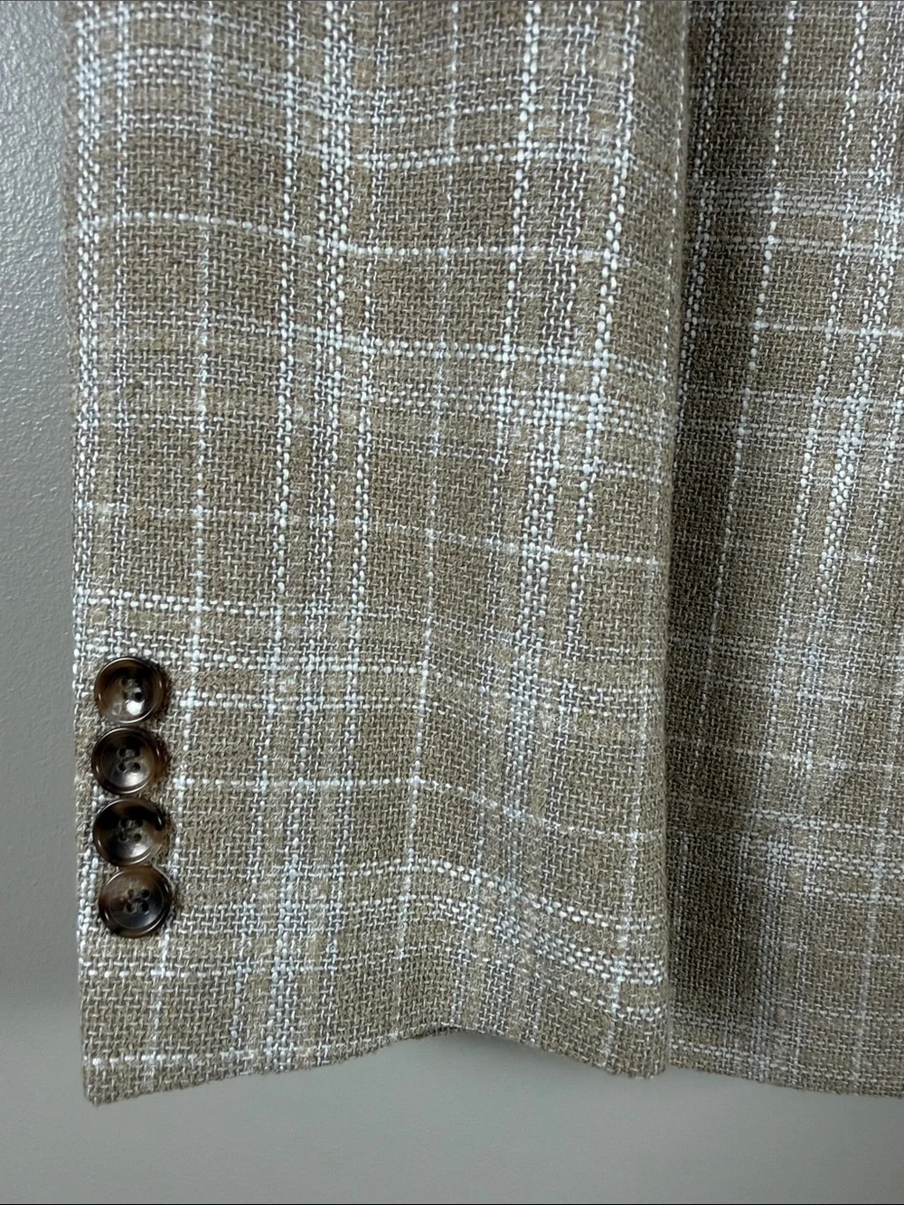 Mattarazi Uomo Men's Beige Plaid Sport Coat - Classic Windowpane Blazer